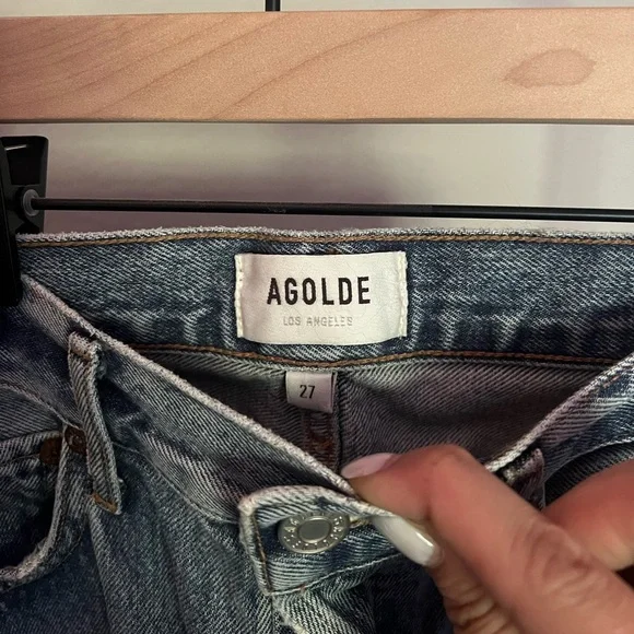 🚨SOLD 🚨 Free People Agolde 90's High Rise Distressed Straight Leg Jeans, EUC - Picture 5 of 7